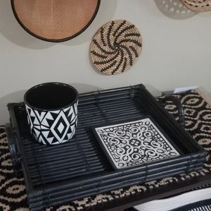 Vintage Bamboo Tray with Handles